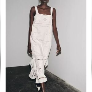 Zara White Eyelet Midi Dress